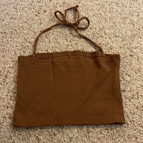 Brown Seamed Halter Tube Top - Picture 2 of 2